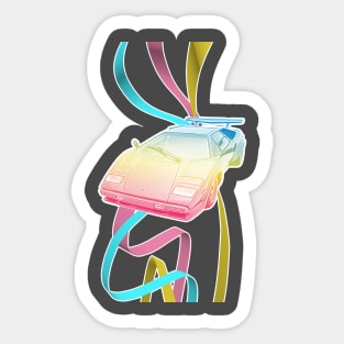 Retro Vaporwave Aesthetic Lamborghini Countach Design Sticker